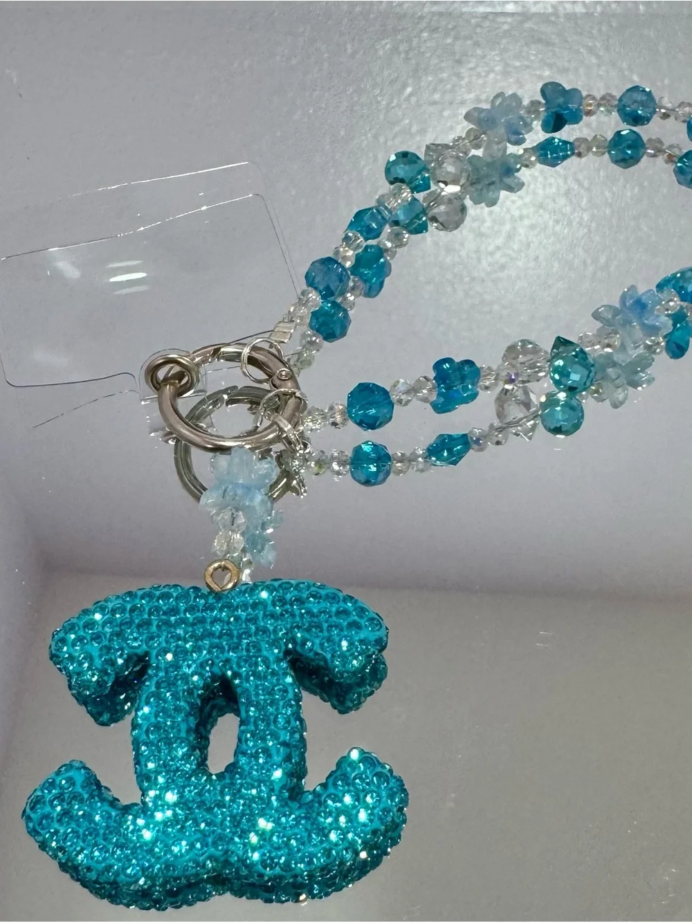New Blue Crystal Beaded Phone Chain